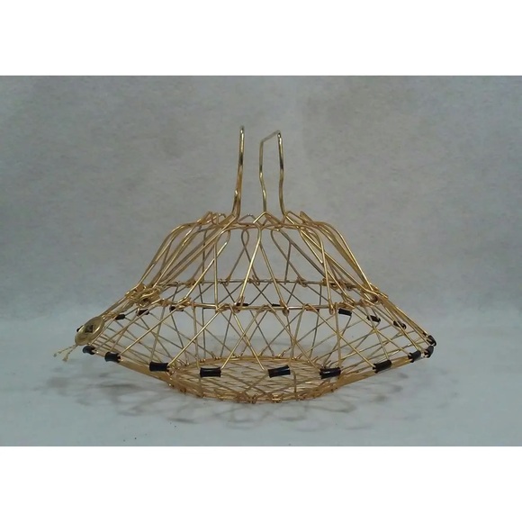 Vintage French Country Egg Basket Pure Gold Plated Wire Basket Made in France - Picture 4 of 8